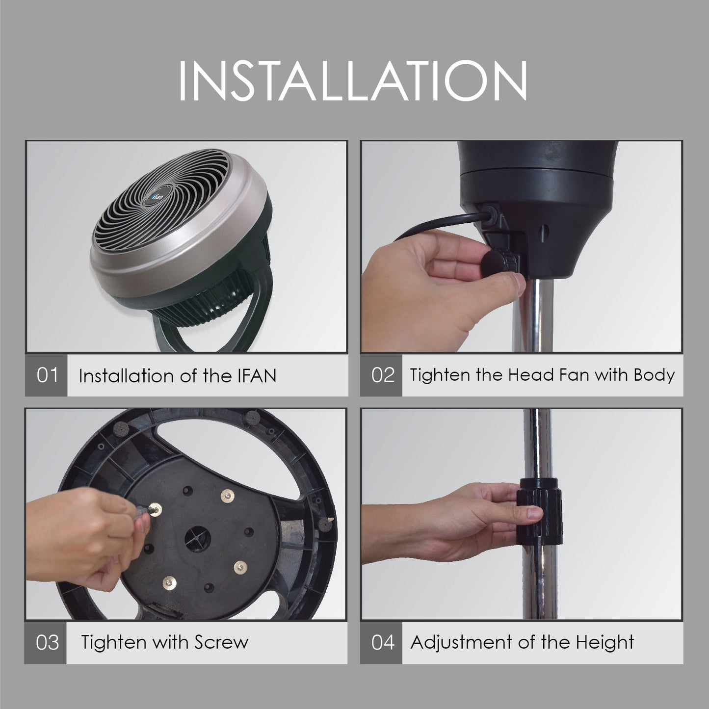 iFan Stand Fan with Convertible Height Air Circulator (IF9669) - PowerPacSG