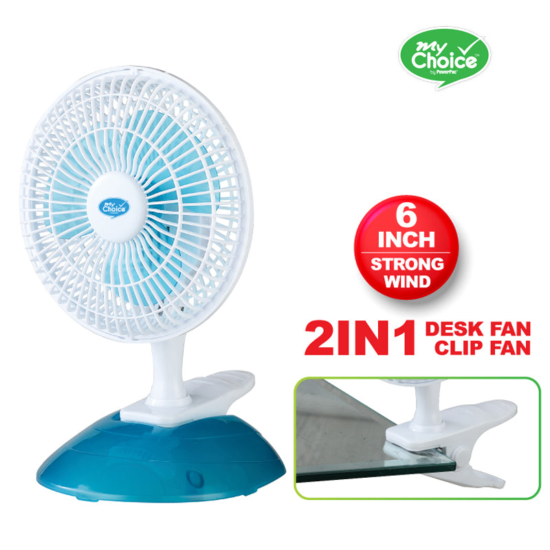 My Choice 6" Clip & Table Fan – Strong Wind, 2 Speed Settings, Portable, MC202