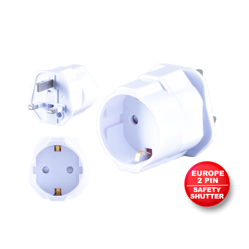 Travel Adapter for Europe 2 pin, 2 pin to 3 Pin Adapter (PMS9680)