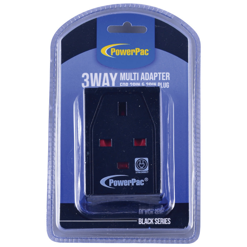 3-Way Adapter with 2-Pin Direct &amp; Neon Indicator (PP144NBK) - PowerPacSG