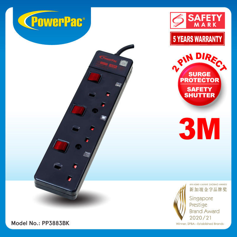 Extension Cord, Extension Socket, Power Cord, Power Extension 3 Meter (PP3883BK)