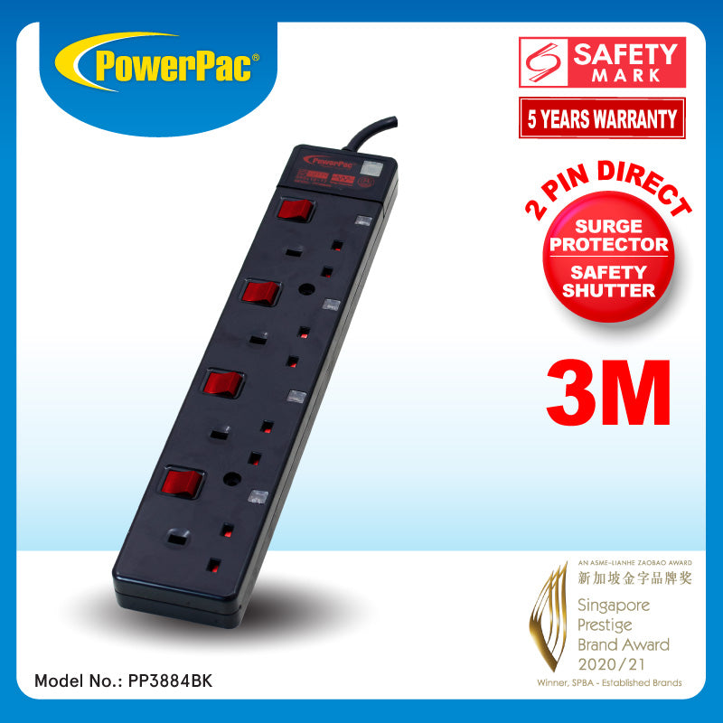 Extension Cord, Extension Socket, Power Cord, Power Extension 3 Meter (PP3884BK)