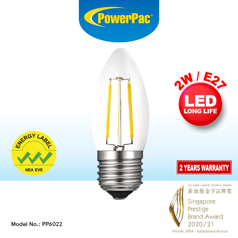 LED Bulb, Candle Bulb, LED Light 2W E27 Warm White (PP6022)