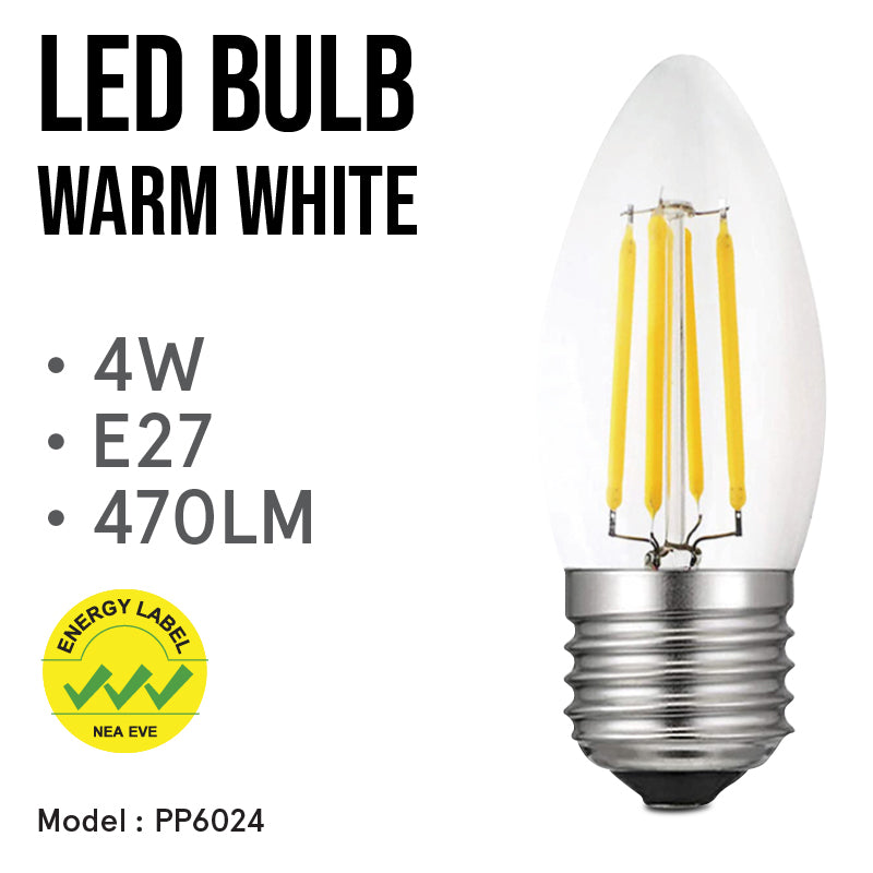 LED Bulb, Candle Bulb LED Light  4W E27 Warm White  (PP6024)