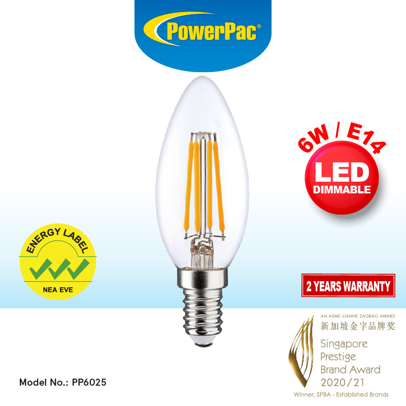 LED Bulb, Candle Bulb, LED Light 6W E14 Warm White (PP6025)