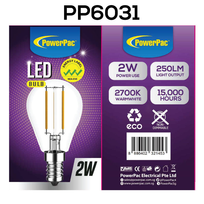 LED Bulb, Pin Pong Bulb, LED Light 2W E14 Warm White  (PP6031)