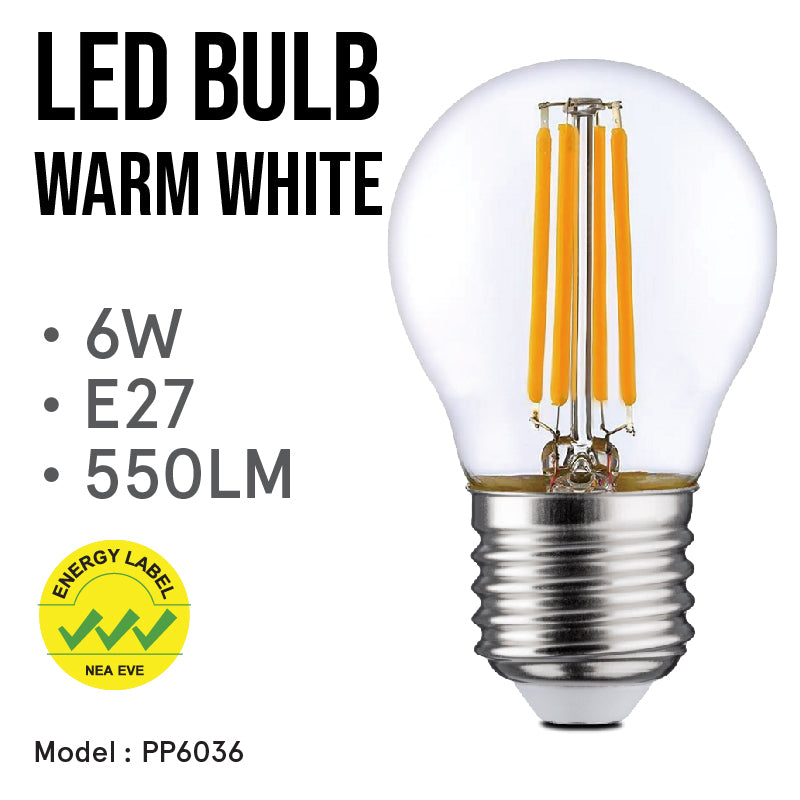 LED Bulb, Pin Pong Bulb, LED Light 6W E27 Warm White (PP6036)