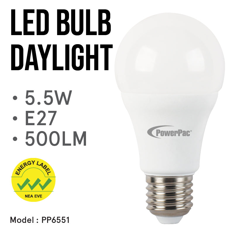 LED Light, LED Bulb 5.5W E27 Daylight (PP6551)