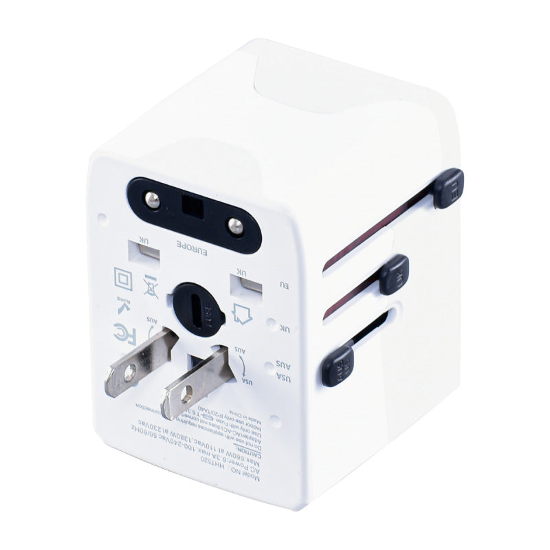 Universal Travel Adapter + USB Smart & Fast Charger – Multi Sockets & Plugs, Neon LED, PP7980