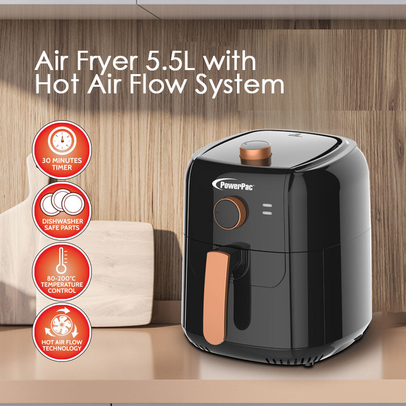 Air Fryer 5.5L with Hot Air Flow System (PPAF656) - PowerPacSG