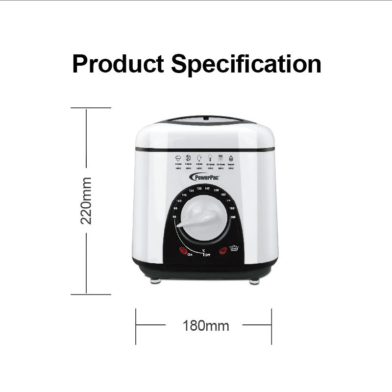 1.0L Hot selling Mini Deep Fryer with non-stick inner pot and adjustable Thermostats (PPDF809) - PowerPacSG