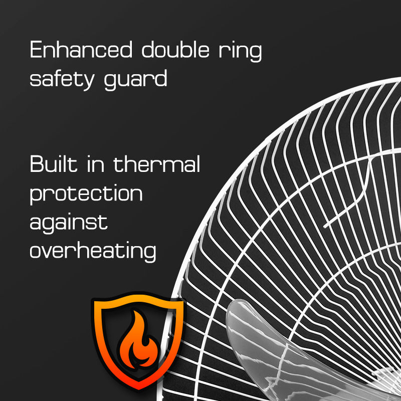 18" Stand Fan – Strong Airflow, Adjustable Tilt & Height, Oscillation, Timer, Durable, Energy-saving, 3-Speed, white, PPFS70