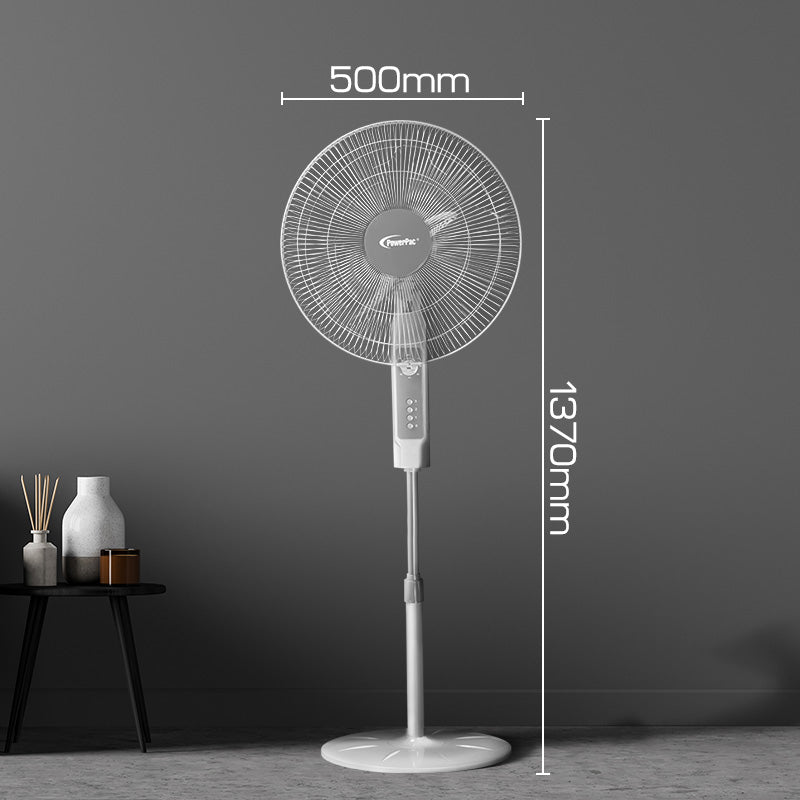 18" Stand Fan – Strong Airflow, Adjustable Tilt & Height, Oscillation, Timer, Durable, Energy-saving, 3-Speed, white, PPFS70