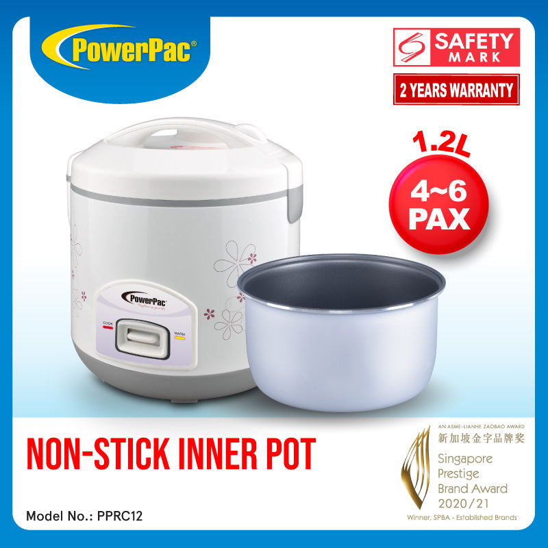 Rice Cooker 1.2L with Steamer, Rice Cooker with Non-stick inner pot (PPRC12-Nonstick)