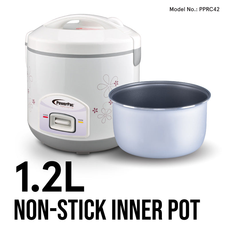 Rice Cooker 1.2L with Steamer, Rice Cooker with Non-stick inner pot (PPRC12-Nonstick)