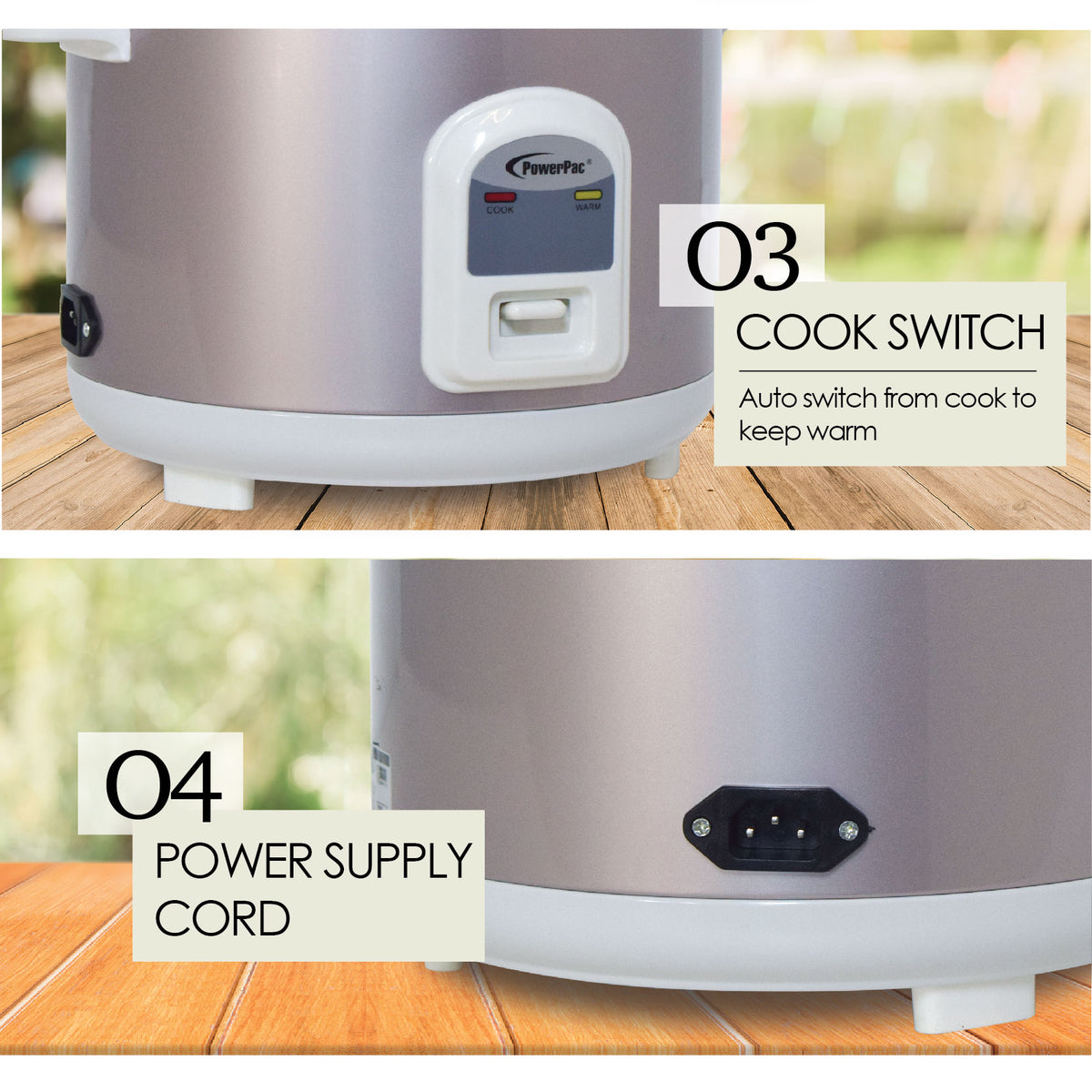 1.8L Rice Cooker with Steamer (PPRC68) - PowerPacSG