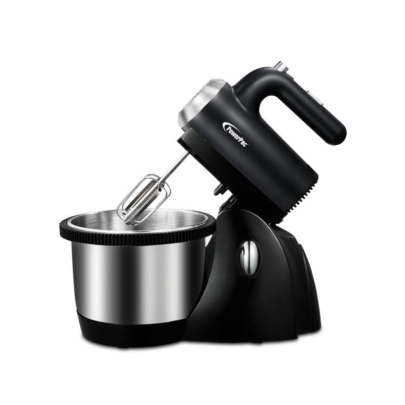 Hand Stand Mixer With Bowl PPSM208 Black PowerPacSG