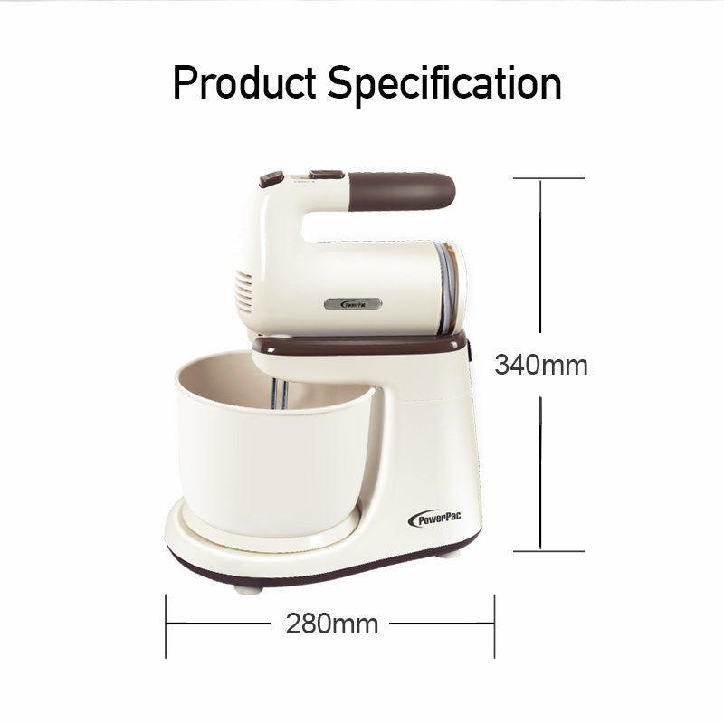 Hand / Stand Mixer With Bowl (PPSM208) - PowerPacSG
