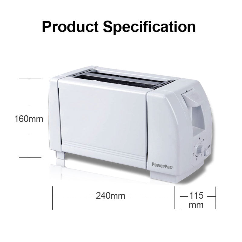 2 Slice Bread Toaster Pop-up (PPT02) - PowerPacSG