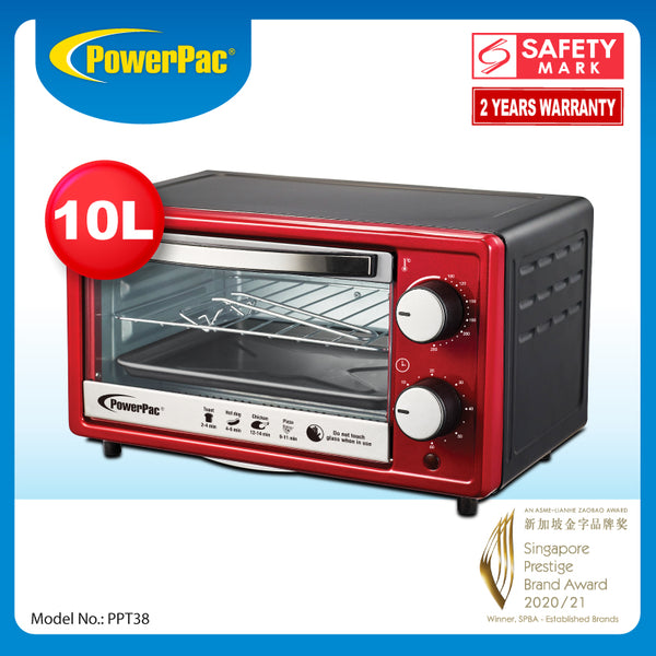 Electric Oven 10L with 1 sets of baking tray and grill and temperature PowerPacSG