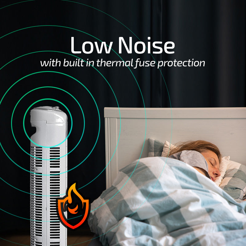 29" Tower Fan – Oscillation, Timer, Portable, Energy-efficient, Thermal protection, 3-Speed, white, PPTF290