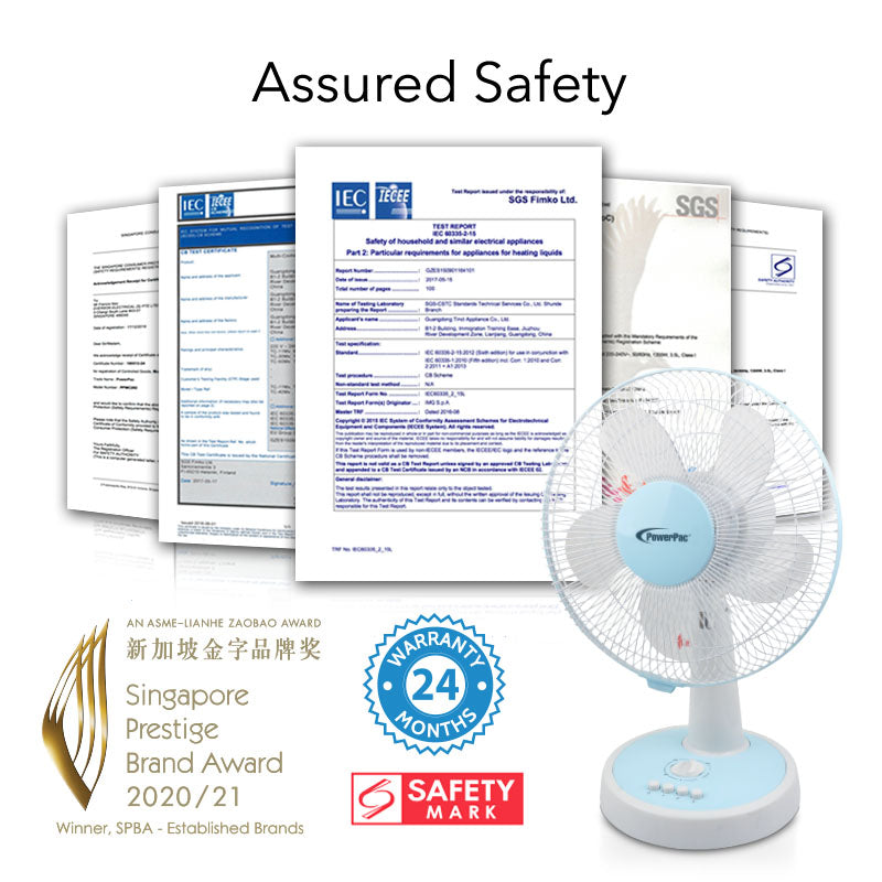 12" Desk Fan – Powerful 5-Blade Design, High-Velocity Airflow, PPTF303