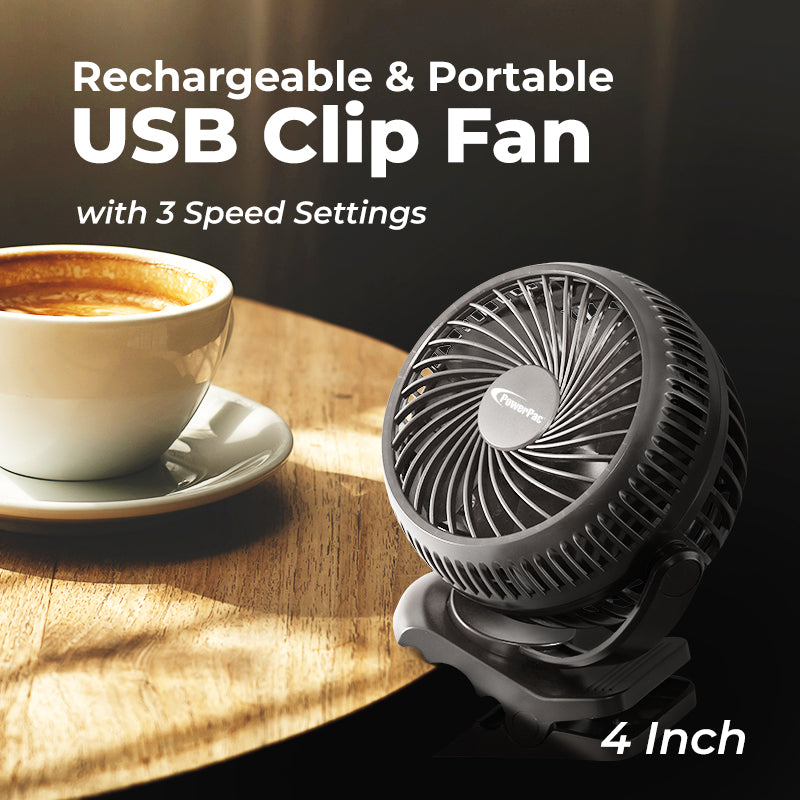 USB Fan Portable, Wireless Rechargeable, USB Clip Fan, Desk Fan  (PPUF226) White