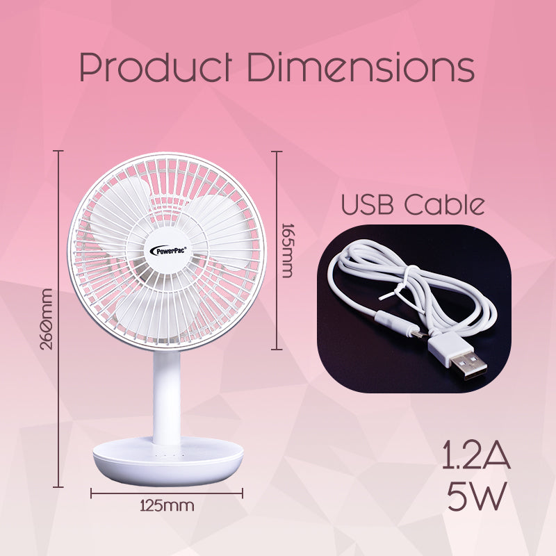 Wireless Foldable Rechargeable USB fan with 4 speed setting (PPUF227) - PowerPacSG