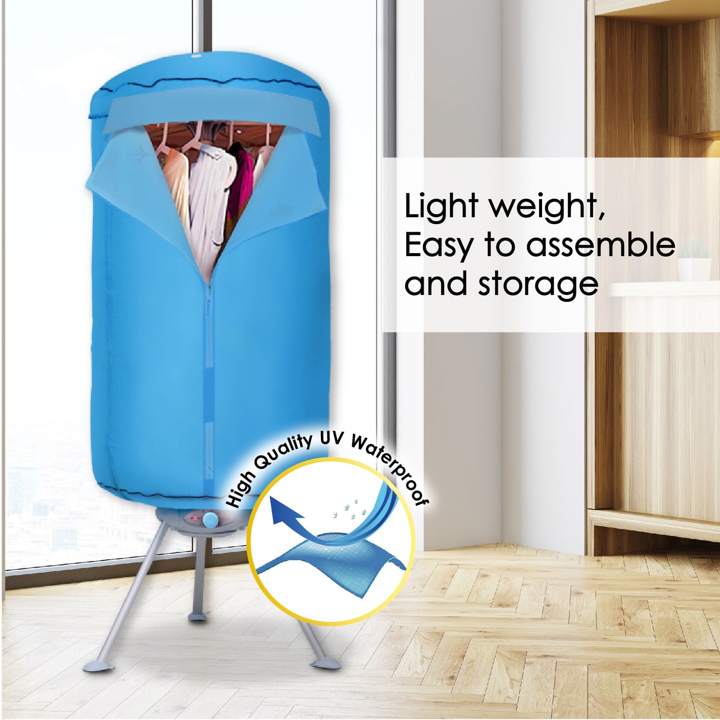 2in1 Portable UV Electric clothes dryer with UV waterproof & PTC Heater System- 900 Watts (PPV636) - PowerPacSG