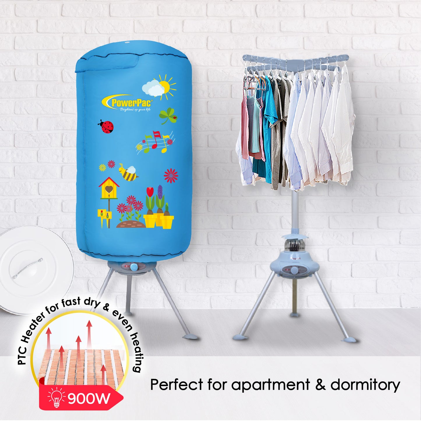 2in1 Portable UV Electric clothes dryer with UV waterproof & PTC Heater System- 900 Watts (PPV636) - PowerPacSG