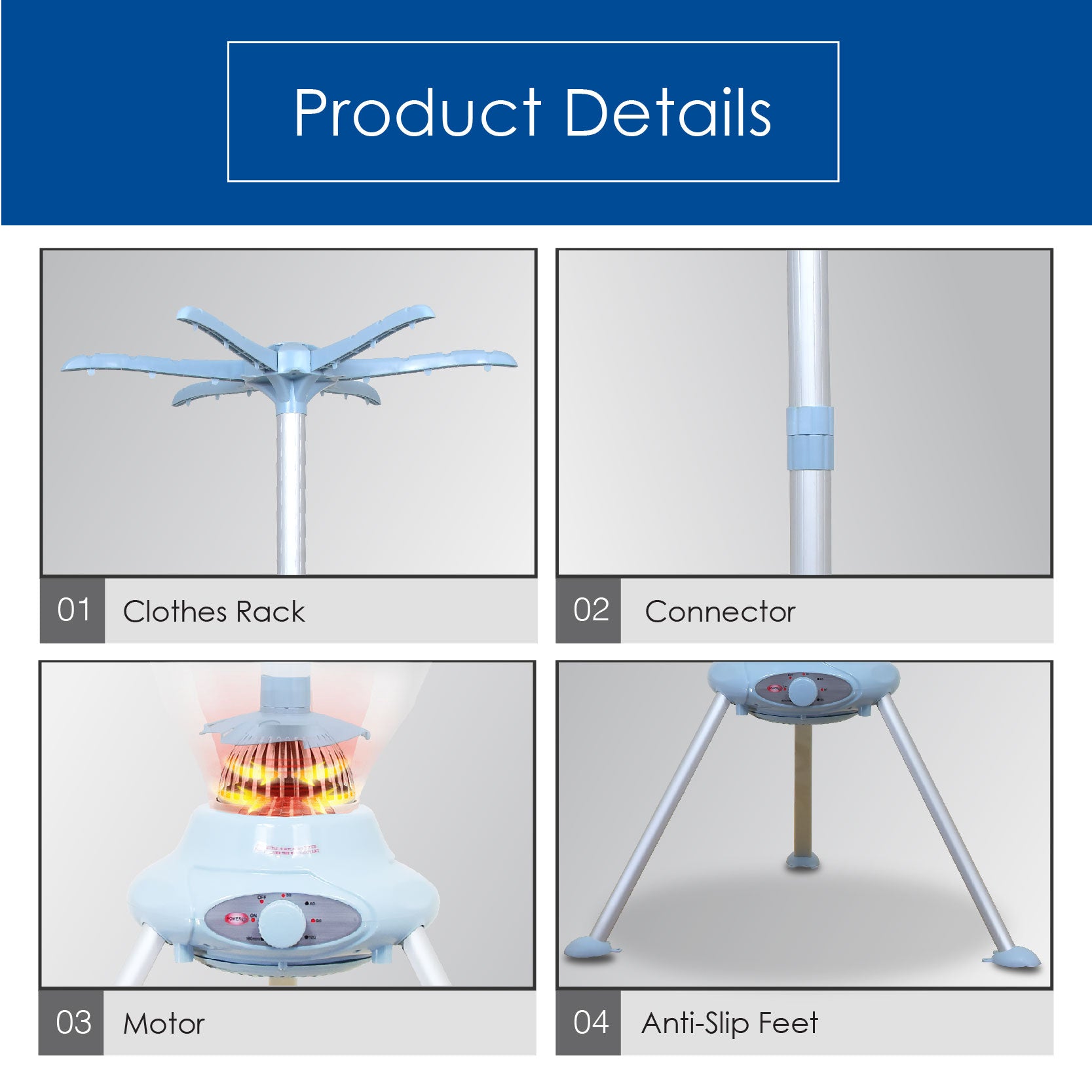 2in1 Portable UV Electric clothes dryer with UV waterproof & PTC Heater System- 900 Watts (PPV636) - PowerPacSG