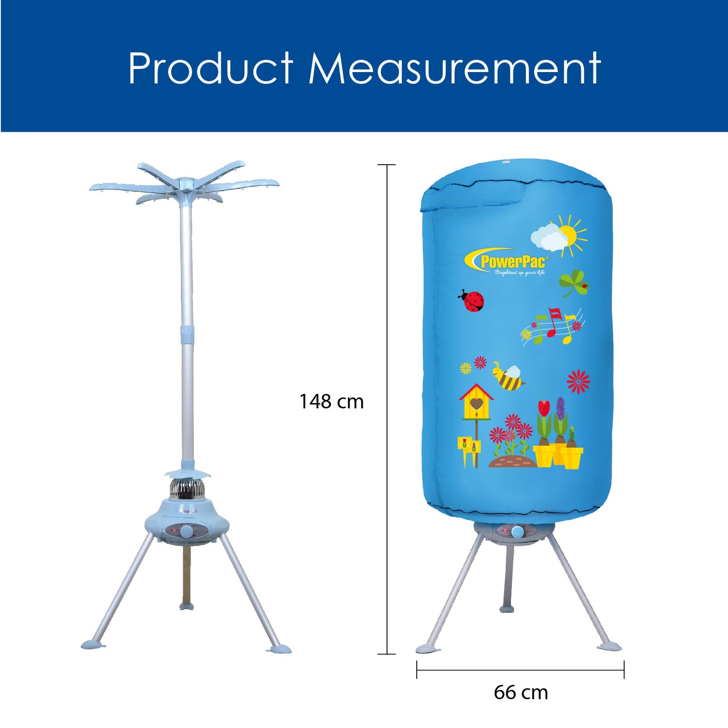 2in1 Portable UV Electric clothes dryer with UV waterproof & PTC Heater System- 900 Watts (PPV636) - PowerPacSG
