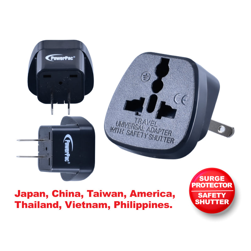 Multi Adapter with 2-Flat-Pin Plug – Multi Sockets, Travel Adapter, PT06BK