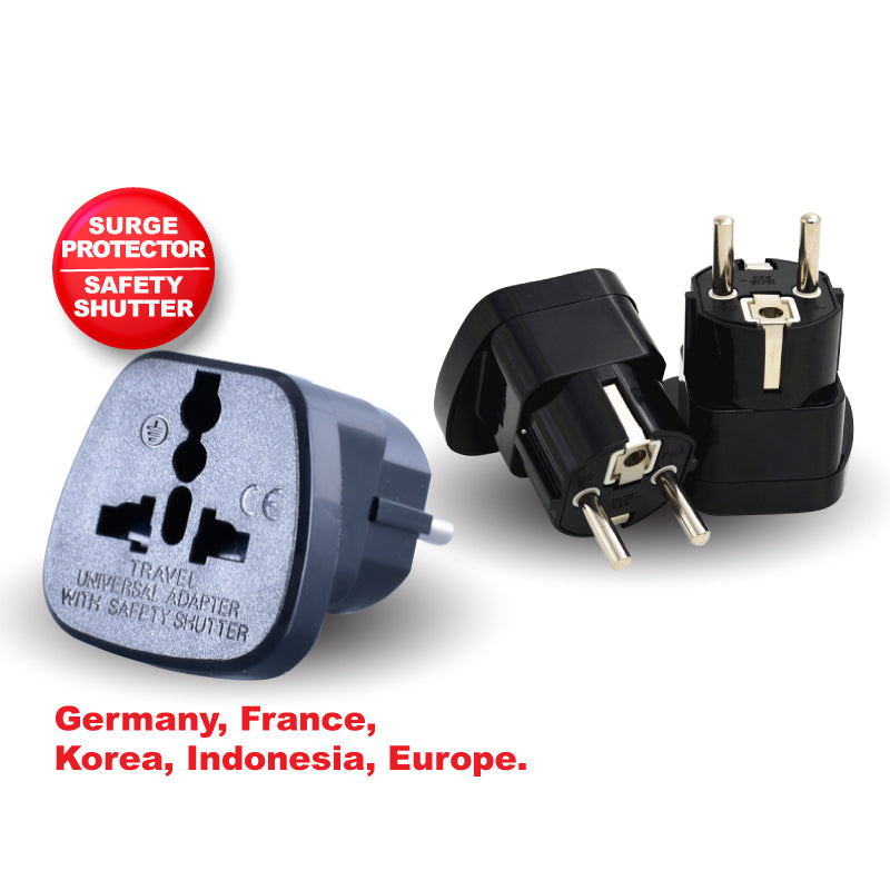 2X Multi Travel Adapter (PT11BK) Germany, France, Korea, Indonesia, Europe