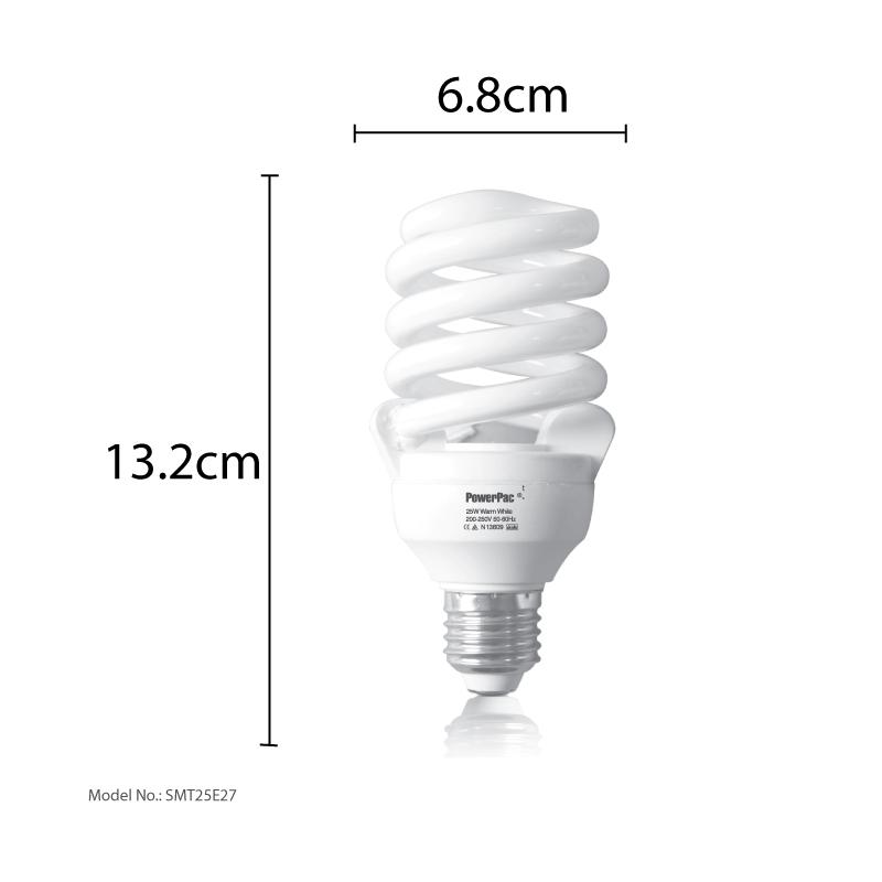 2 Pieces x PowerPac 22W/ E27 Energy Saving Bulb Daylight (SMT25E27) - PowerPacSG