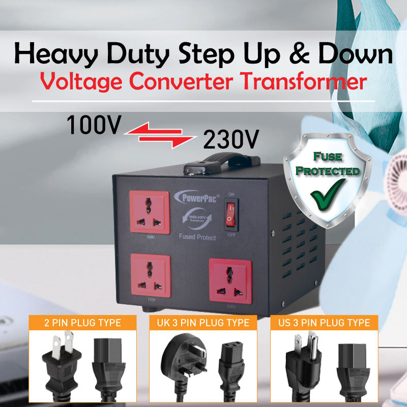 2000W Heavy Duty Step Up & Down Voltage Converter Transformer 110V / 220V Voltage Regulator (ST2000) - PowerPacSG