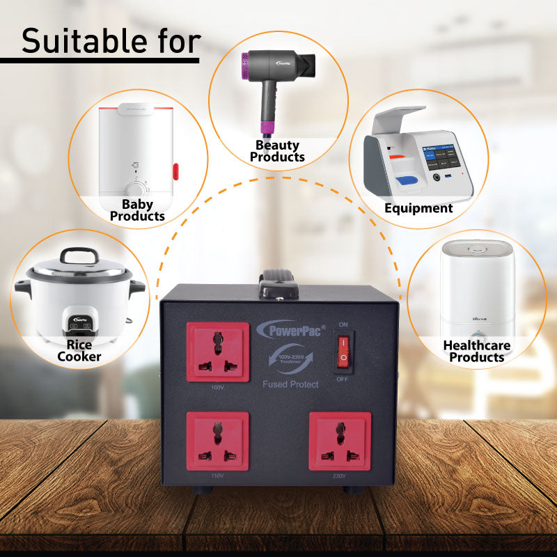 2000W Heavy Duty Step Up & Down Voltage Converter Transformer 110V / 220V Voltage Regulator (ST2000) - PowerPacSG