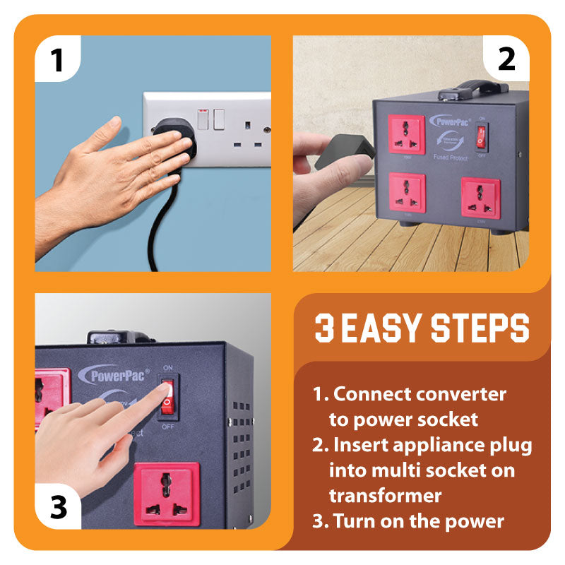 2000W Heavy Duty Step Up & Down Voltage Converter Transformer 110V / 220V Voltage Regulator (ST2000) - PowerPacSG