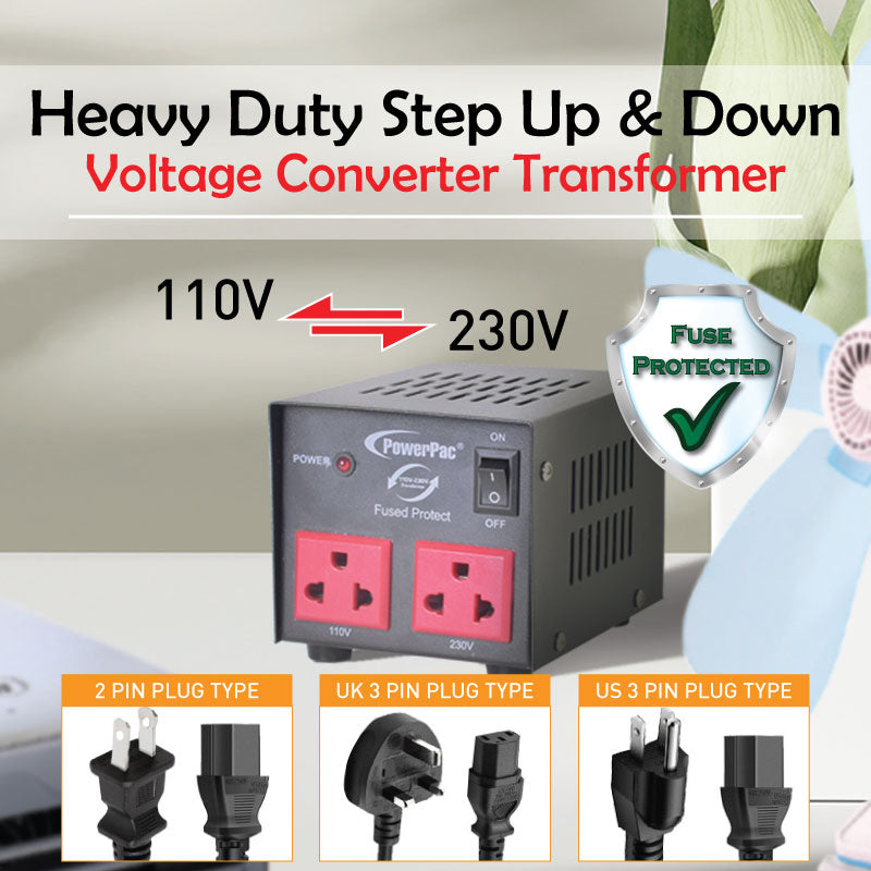 800W Heavy Duty Step Up &amp; Down Voltage Converter Transformer 110V / 220V Voltage Regulator (ST800) - PowerPacSG