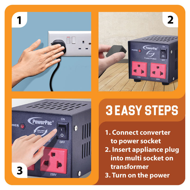 500W Heavy Duty Step Up & Down Voltage Converter Transformer 110V / 220V Voltage Regulator (ST500) - PowerPacSG