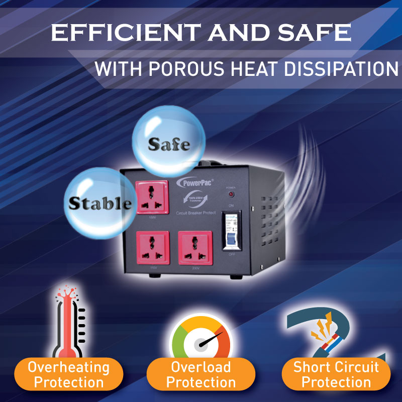 5000W Heavy Duty Step Up & Down Voltage Converter Transformer 110V / 220V Voltage Regulator (ST5000) - PowerPacSG