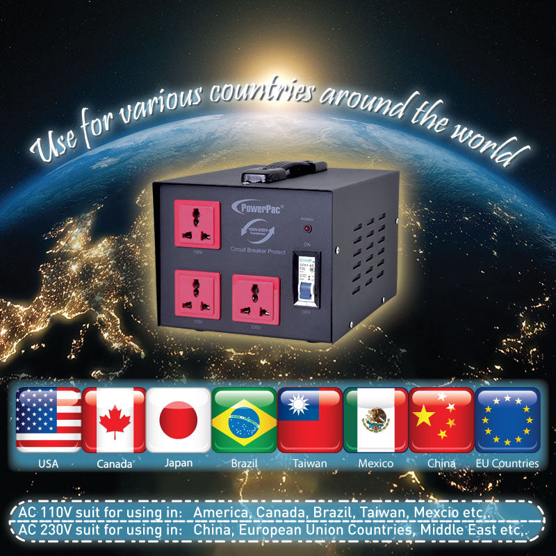 5000W Heavy Duty Step Up & Down Voltage Converter Transformer 110V / 220V Voltage Regulator (ST5000) - PowerPacSG