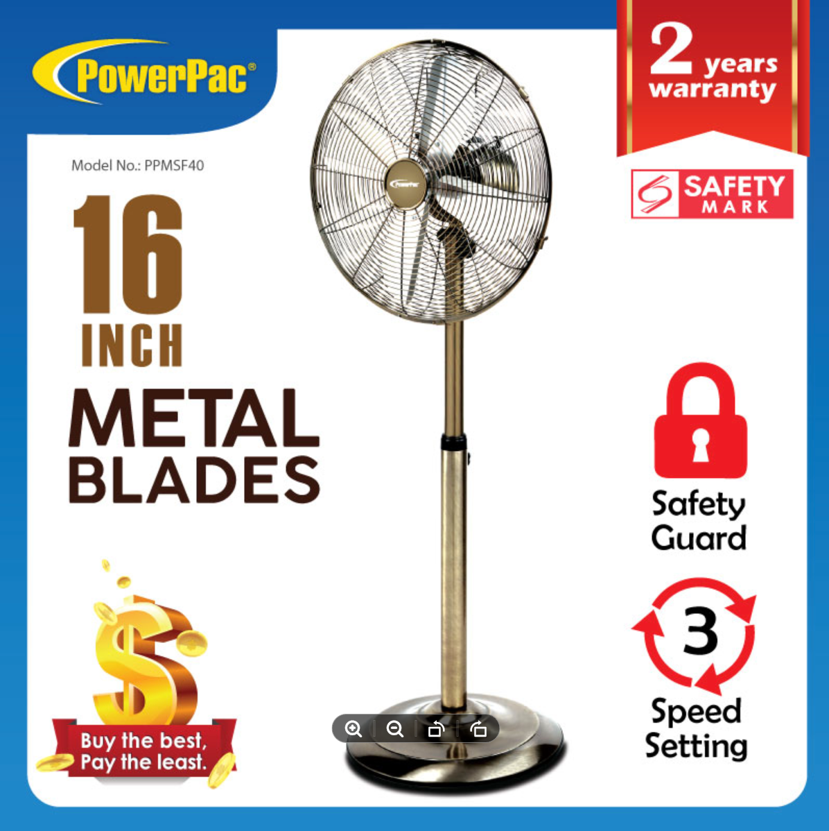 Stand Fan, Metal Blade Fan 16 inch (PPMSF40)
