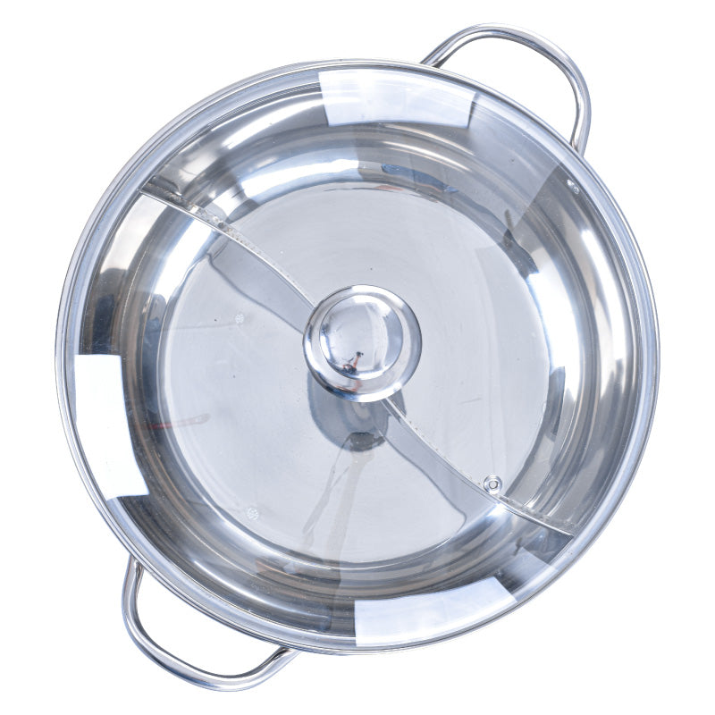 Stainless Steel Yuan Yang Pot / 鸳鸯锅 with Glass Lid 32CM (YYPOT)