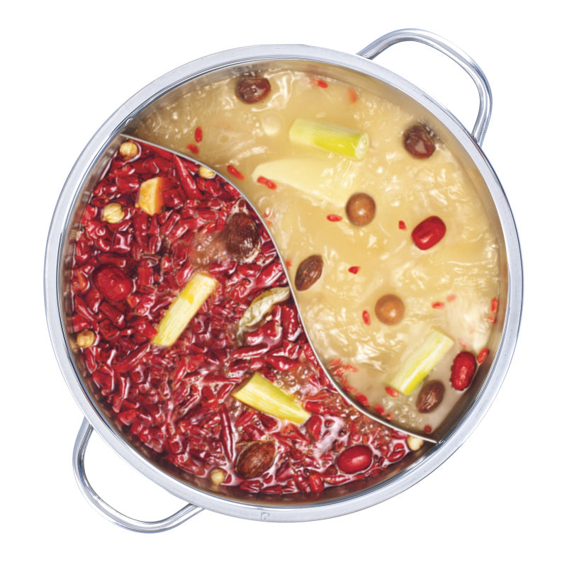 Stainless Steel Yuan Yang Pot / 鸳鸯锅 with Glass Lid 32CM (YYPOT)