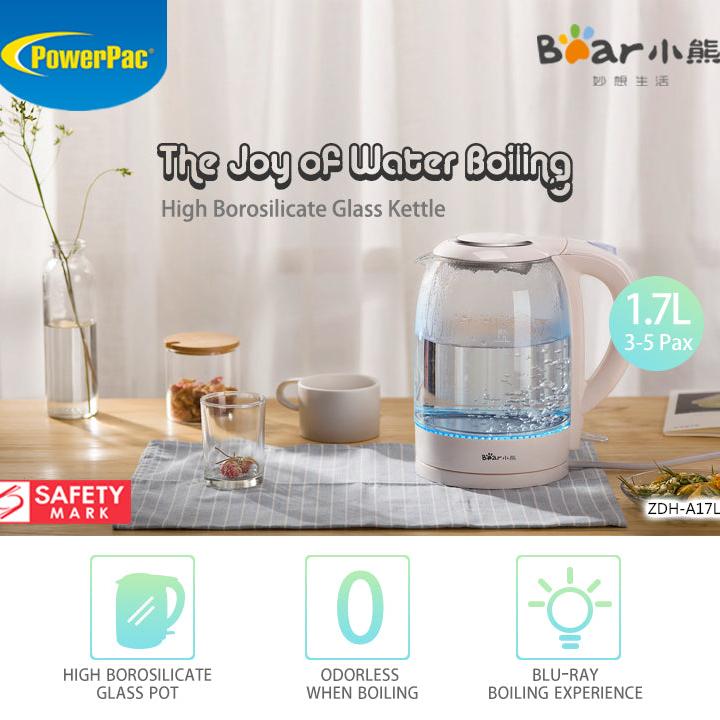 Bear Electric Glass Kettle 1.7L (ZDH-A17L1) - PowerPacSG
