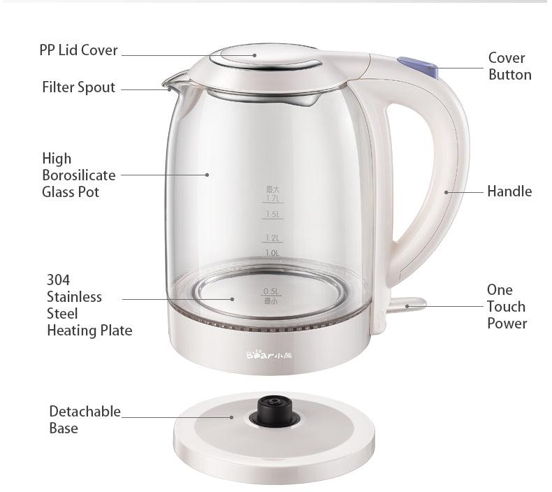 Bear Electric Glass Kettle 1.7L (ZDH-A17L1) - PowerPacSG