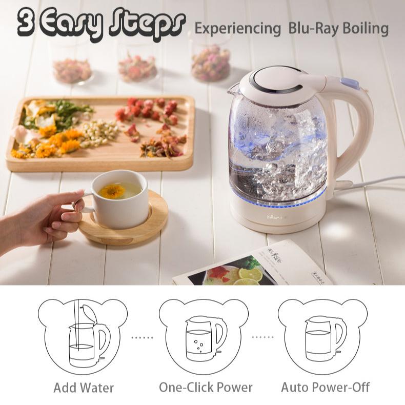 Bear Electric Glass Kettle 1.7L (ZDH-A17L1) - PowerPacSG
