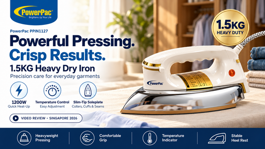 PowerPac 1.5KG Heavy Dry Iron with Temperature Control Video Review — Singapore 2026