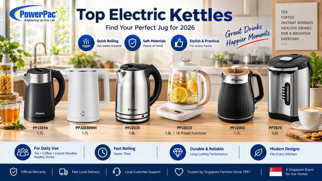Best Electric Kettles & Jugs Singapore 2026 — PowerPac Buying Guide